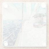 Sketch van zeilschip surfen door Zee Glazen Onderzetter (Achterkant)