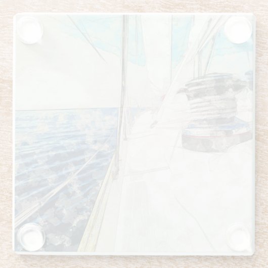 Sketch van zeilschip surfen door Zee Glazen Onderzetter (Achterkant)