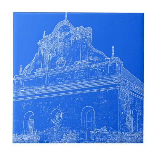 Sketch voor Slonim Great Synagogue Architecture Tegeltje (Voorkant)