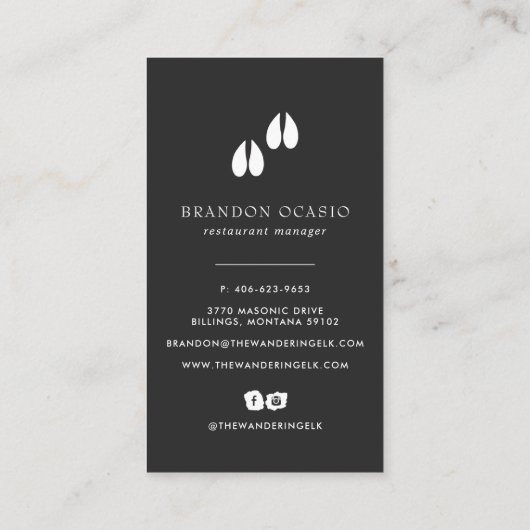 Sketch Wild Elk Visitekaartje (Achterkant)