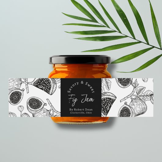 Sketch Zelfgemaakte Fig Jam Wrap-around Label Waterfles Etiket