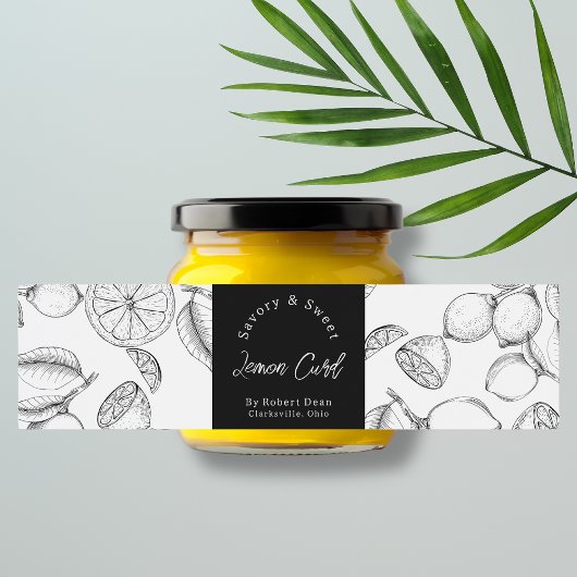 Sketch Zelfgemaakte Lemon Curd Wrap-around Label Waterfles Etiket