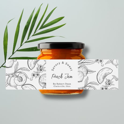 Sketch Zelfgemaakte Peach Jam Wrap-around Label Waterfles Etiket