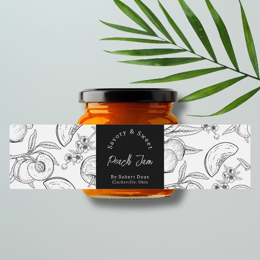 Sketch Zelfgemaakte Peach Jam Wrap-around Label Waterfles Etiket