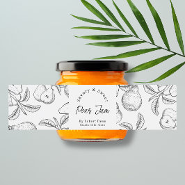 Sketch Zelfgemaakte Pear Jam Wrap-around Label Waterfles Etiket