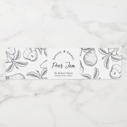 Sketch Zelfgemaakte Pear Jam Wrap-around Label Waterfles Etiket (Enkel label)
