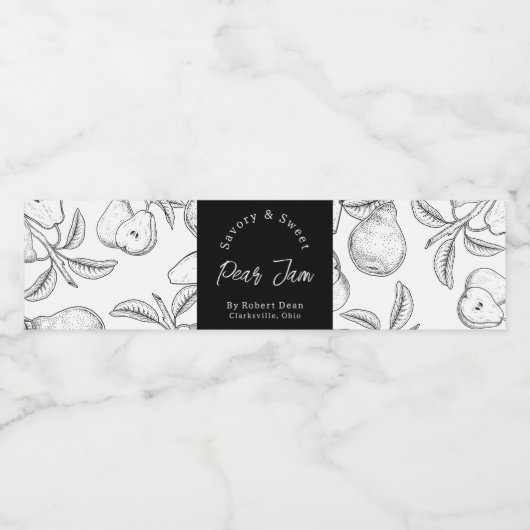 Sketch Zelfgemaakte Pear Jam Wrap-around Label Waterfles Etiket (Enkel label)