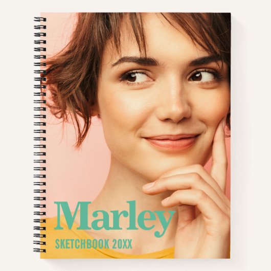 Sketchbook Aangepaste foto Schattigee Monogram Naa Notitieboek (Voorkant)