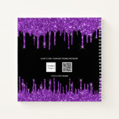 Sketchbook black paarse glitter druppelt naamscrip notitieboek (Achterkant)
