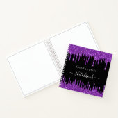 Sketchbook black paarse glitter druppelt naamscrip notitieboek (Binnen)