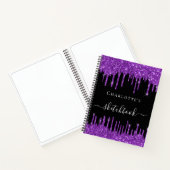 Sketchbook black paarse glitter druppelt naamscrip notitieboek (Binnen)