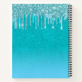 Sketchbook blauwgroen blauw glitter aqua groen mon notitieboek (Achterkant)