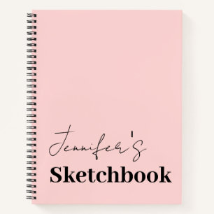 Sketchbook Blush Pink Black Script Aangepast Notitieboek
