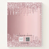 Sketchbook blush roze florale glitter monogram notitieboek (Achterkant)