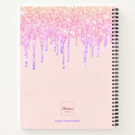 Sketchbook blush roze glitter druppels notitieboek (Achterkant)