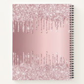 Sketchbook blush roze glitter monogram naam luxe notitieboek (Achterkant)
