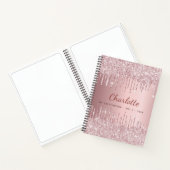 Sketchbook blush roze glitter monogram naam luxe notitieboek (Binnen)
