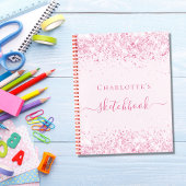 Sketchbook blush roze glitter name script notitieboek