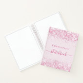 Sketchbook blush roze glitter name script notitieboek (Binnen)