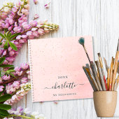 Sketchbook blush roze gouden naam script sparkles notitieboek