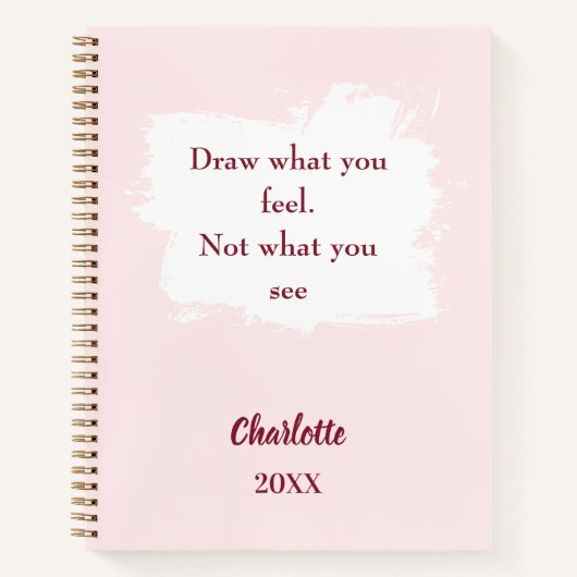Sketchbook blush roze inspirerend quote notitieboek (Voorkant)