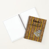Sketchbook butterfly on brown stripes add name notitieboek (Binnen)
