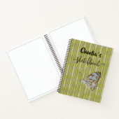 Sketchbook butterfly on green stripes add name notitieboek (Binnen)