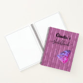 Sketchbook butterfly on pink stripes add name notitieboek (Binnen)
