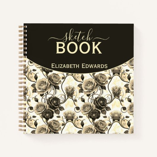 Sketchbook Elegancia Nocturna Carbón y Beige Notitieboek (Voorkant)