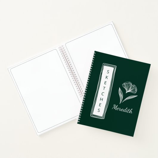 Sketchbook Emerald Green - Aangepaste Floral Notitieboek (Binnen)