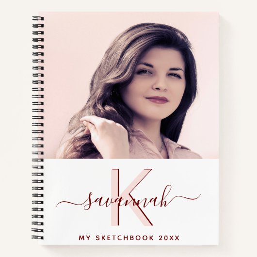 Sketchbook foto witte roze gouogram notitieboek (Voorkant)