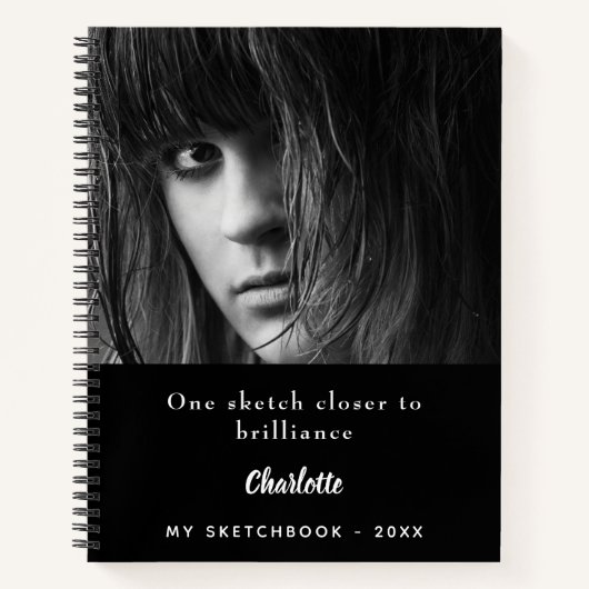 Sketchbook foto zwart wit inspirerend quote notitieboek (Voorkant)
