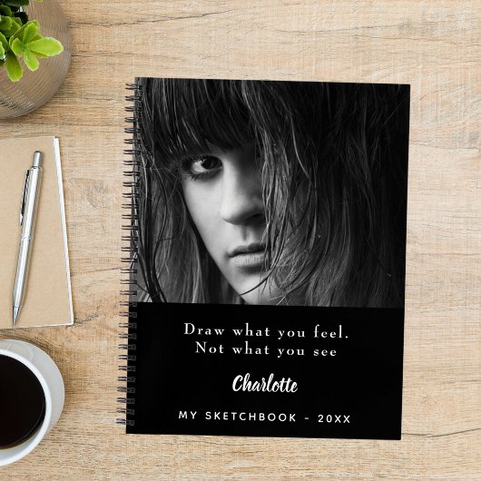 Sketchbook foto zwart wit inspirerend quote notitieboek