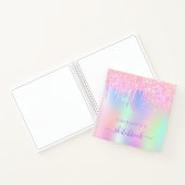Sketchbook glitter druppelt holografisch éénroze notitieboek (Binnen)