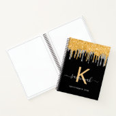 Sketchbook glitter monogram zwart goud zilverkleur notitieboek (Binnen)
