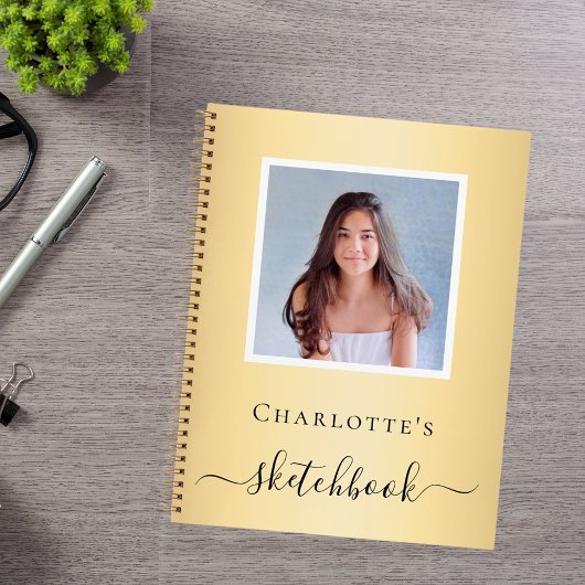 Sketchbook gouden foto meisjes typografie notitieboek