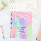 Sketchbook holografisch roze inspirerend quote notitieboek