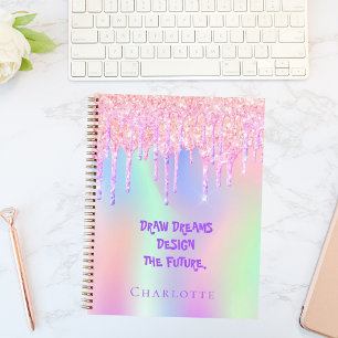 Sketchbook holografisch roze inspirerend quote notitieboek