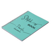 Sketchbook Jouw naam Script Blauwgroen Blauw Notitieboek (Linkerzijde)