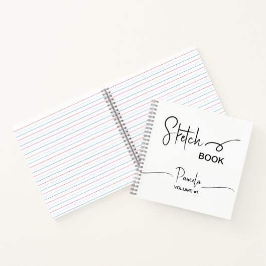 Sketchbook Jouw naam Script Blauwgroen Blauw Notitieboek (Binnen)