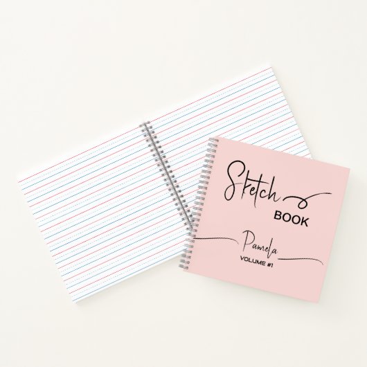 Sketchbook Jouw naam Script Blauwgroen Blauw Notitieboek (Binnen)