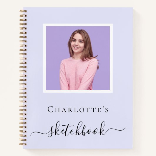 Sketchbook lavendel violet foto typografie notitieboek (Voorkant)