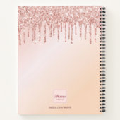 Sketchbook monogram roos goud roze glitter modern notitieboek (Achterkant)