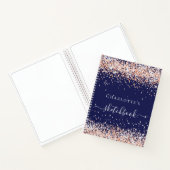 Sketchbook navy blauw roos gouden naam script notitieboek (Binnen)