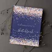 Sketchbook navy blauw roos gouden naam script notitieboek