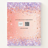 Sketchbook oranje roos goudglitter script notitieboek (Achterkant)
