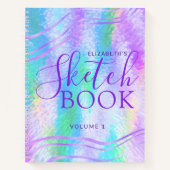 Sketchbook Paarse Iridescent Holographic Name Notitieboek (Voorkant)