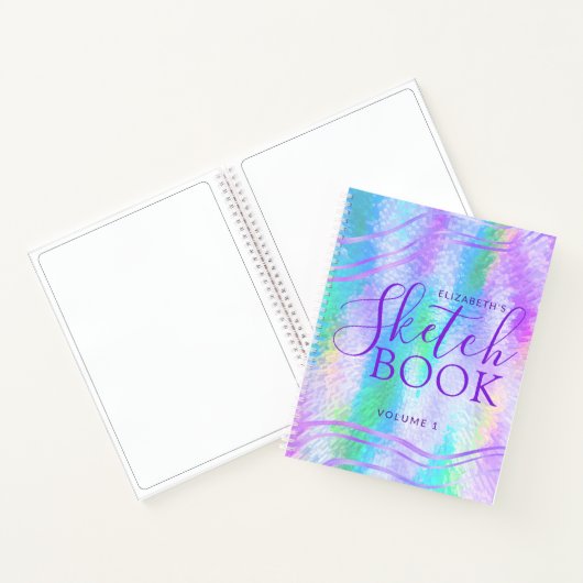 Sketchbook Paarse Iridescent Holographic Name Notitieboek (Binnen)