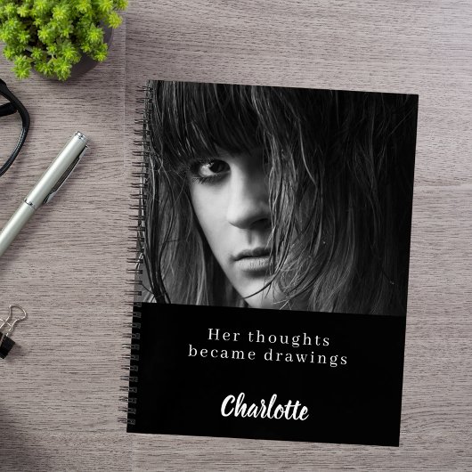 Sketchbook photo black white quote notitieboek