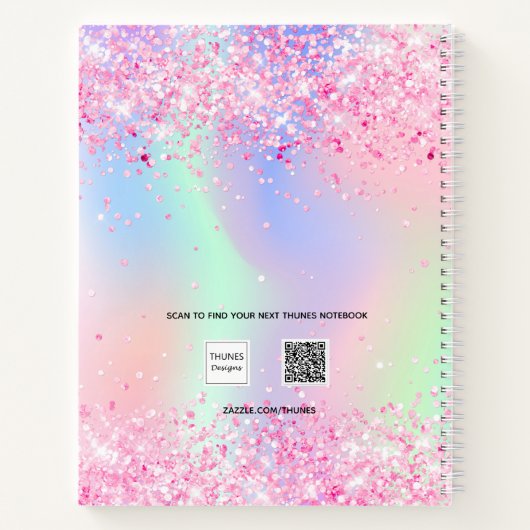 Sketchbook pink holographic inspirational quote notitieboek (Achterkant)